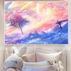 푸아이 3D 보석십자수 몽환 하늘 50x35 DIY 거실 사무실 집들이 개업선물 인테리어 소품(사이즈 6종)+행운십자수(30x30) MJ598, 1세트, 60*45CM