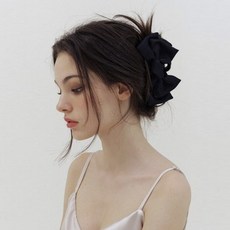 double black ribbon hair claw