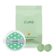 김정문알로에 큐어 쿨링 선쿠션 리필 SPF50+ PA++++ + 미니 2X 크림 3.5g x 2p, 1세트