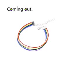 커플아이템 Coming out! 수공 스타일 육색 왁스끈 팔찌 조절가능 스펙트럼 밧줄 LGBT장식품 액세서리