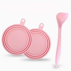 고양이 통조림 뚜껑 강아지 캔사료 실리콘 덮개 스푼 포함 3가지 사이즈가능, 1개, 핑크 2 개 + 스푼