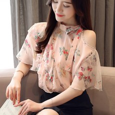 오픈숄더 페플럼 쟈딕블라우스 반팔 와이드 루즈핏 뱃살가리기 상의 스윗 여름