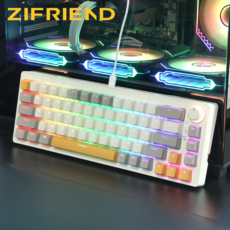 ZIFRIEND ZA68 LED 예쁜 RGB 백라이트 게이밍 기계식 키보드 미니 휴대용 커스텀 65%배열 핫스왑 무한 입력 PBT 키캡 저소음 68키, 그레이, 유선 - zidooz9xpro