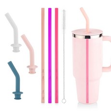 하이드로 플라스크 텀블러 121.4/91.4/72/591.4/591.5ml(40/32/28/20온스)용 빨대 교체품 재사용 가능한 플라스틱 음료 빨대 3개 실리콘 빨대 팁 3개, 1개, 1개입