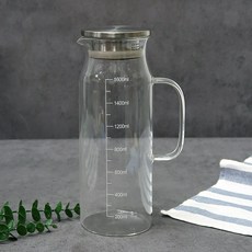 BESTAR 베스타 내열유리 물병 스텐뚜껑 냉장고물병, 투명, 1600ml, 1개