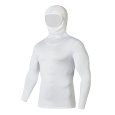 남성용 바이크 오토바이 스키 속옷 퀵 드라이 베이스 레이어 타이트 탑 마스크 라이딩 후드 의류, L, WHITE, 06 WHITE_03 L, 1개