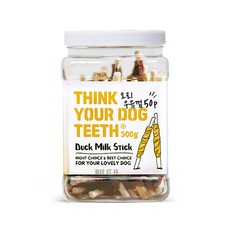 THINK YOUR DOG TEETH 우유껌 스틱 건조간식 50p 500g, 오리맛, 2개