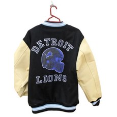 빈티지 Beverly Hills Cop Detroit Lions Axel Foley Varsity 자켓 가죽 슬리브