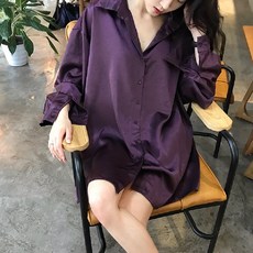 오버핏 유니크 새틴광택 셔츠 컬러4종