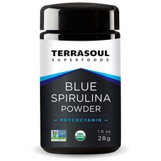 Terrasoul Superfoods 유기농 블루 스피루리나 파우더 마이런 유리 병 28.4g1온스 186851, 1개