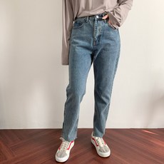 여자 로엣지 마더핏 보이핏 일자 캐주얼 데님 팬츠