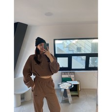 나이키 로고 아노락 골덴 셋업 크롭 트레이닝 세트