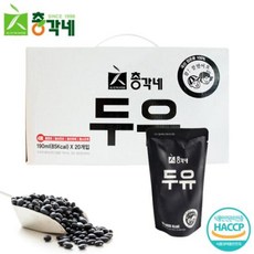 [총각네] 국산 검은콩 무가당 두유 20봉, 190ml