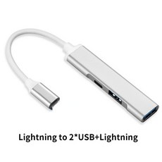 USB 3.0 허브 포트 USB3.0 분배기 3 포트 번개 OTG 어댑터 폰 8 핀 USB3.0 카메라 어댑터 충전 케이블 OTG 데이터, 라이트닝 풀그