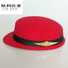 샤먼 항공 승무원 모자 여성 항공 승무원 작은 모자 공연 모자 무료 모자 연회 모자 빨간색 안내 원