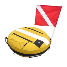 프리다이빙 부표 부이 바다수영 스쿠버 다이빙 표면 플로트 신호 높은 가시성 다이버 다운 플래그 마커 장비114400, yellow