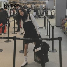 끈 스트랩 데님 멜빵 미디 원피스Z11