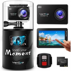 VanTop 4K 액션 카메라 20MP Moment 4 수중 방수 카메라 EIS 터치 스크린 리모컨 170 ° 광각 WiFi 스, 단일상품
