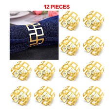 6/12PCS 골드 실버 냅킨 링스 버클 웨딩 크리스마스 생신 냅킨 링은 꽃 잎 Flower Leaf Napkin Rings Serviette Buckle Gold Silver, 12 PCS-만리장성 골드, 12개
