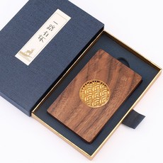 빈티지 차이나 우드 질 명함보관철 흑단 목제 명함꽂이케이스 대용량 카드 수납함 휴대 남자 여성 비지니스 기프트 LOGO, 블랙 호두 명함보관철 -- 금속 창살