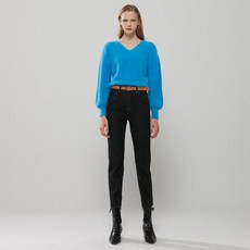 에고이스트 블랙 일자핏 레터링 데님팬츠 EL4DP160