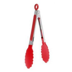 실리콘 음식 집게 스테 스강 주방 미끄럼 방지 요리 구이 샐러드 도구 부품, 1. Red, 1개