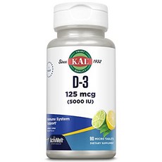 kal 비타민 d-3 5000 iu activmelt 인스턴트 디졸브 천연 레몬 라임 향 건강한 면역 기능 amp 뼈 지원 90인분 90마이크로정