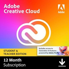 Creative Cloud | Adobe Creative Tools 전체 컬렉션 + 100GB 스토리지 | 자동 갱신 PC/Mac 포함 1개월 구독, PC/Mac Download_Student/Teache