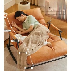 와츠뉴 흔들의자쿠션 무중력 등받이 의자 흔들의자, (2인용)회색(방수)확장형-검정다리