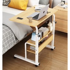 거실 침대 사이드 테이블 쇼파 이동식 높은 높이조절 보조 간이 미니 노트북책상 소형 대형, 선반형-대형, 블랙