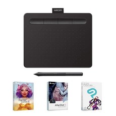 Wacom Intuos Graphics Drawing Tablet with 3 Bonus Software included 7.9x 6.3 Black (CTL4100) 와콤 인튜어스 그래픽 드로잉 태블릿 디지타이저