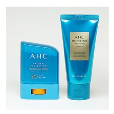 AHC 내추럴 퍼펙션 프레쉬 선스틱 14g+에센스 케어 클렌징 폼 에머랄드 50ml 세트