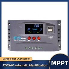 듀얼 USB 태양광 충전 컨트롤러 자동 식별 충전기 LCD 디스플레이 레귤레이터 12V 24V, 6) 30A - 80A, 1개