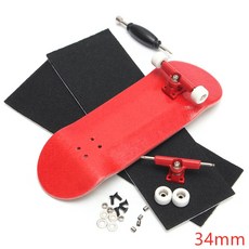 나무 손가락 스케이트 보드 전문 베어링 휠 폼 스크루 드라이버와 기본 지판, 12 34mm red