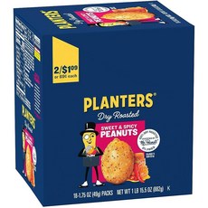 Planters 스윗 & 스파이시 드라이 로스트 피넛 1.75온스 18개입, 허니 로스팅_1 Ounce (Pack of 60), 18개