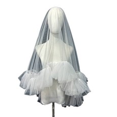 웨딩 신부 주름 장식 베일과 수정 클립 베일 여자 신부 신부 긴 털 웨딩 티아라 의식 여성 사진