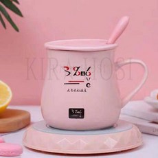 kirahosi 머그워머 컵워머 미니핫플레이트 보온 컵받침 276호+덧신증정 Vpj01gx, 1, 핑크 +컵+국자