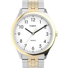 타이맥스 이지 리더 남성용 40mm 시계 투톤 모던 익스텐디드 밴드