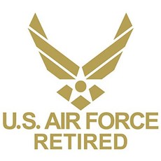 US Air Force Retired Military US Army Wing Laptop Car Bike Chopper Vi (Gold 6 inches x 5.2 inches), Gold, 6 inches x 5.2 inches