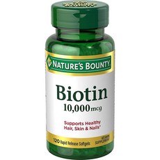 Nature's Bounty 네이처스바운티 비오틴 Biotin 헤어 손톱건강 10 000 Mcg 120소프트젤, 1개