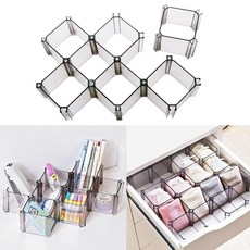 ZCD 6Pcs 서랍 주최자 드레서 분배기 보관 용기 브래지어 양말 블루, 8X8X6cm, 플라스틱, 회색
