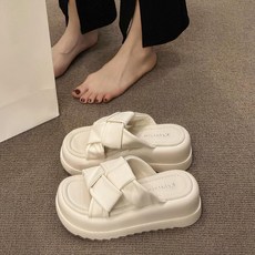 두꺼운 밑창 슬리퍼 통굽샌들 슈콤마보니스타일 어글리슈즈 5cm 키높이 여름슬리퍼 데일리슈즈 블랙 화이트 그린