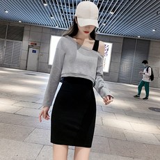 여자가을패션 스타일리쉬 슬림핏 섹시 오프숄더 어깨트임 점프슈트