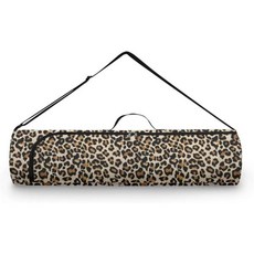 여성용 요가 매트 가방 남성용 풀집 캐리어 조절 가능한 스트랩 포함 클래스 운동 공원용, Leopard Print, 1개