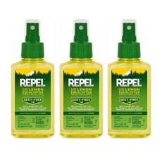 REPEL 리펠 레몬 유칼립투스 식물성 모기 퇴치 스프레이 4oz(118ml) 3팩 Plant Based Lemon Eucalyptus Insect Repellent, 3개, 118ml