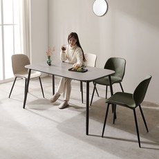 지노 4인용 포세린 세라믹 식탁 세트 1400 (의자4), 패턴그레이+퍼니그린4