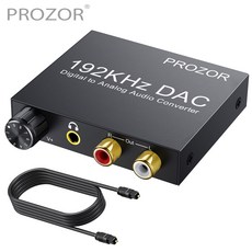 PROZOR-디지털-아날로그 컨버터 192kHz DAC 볼륨 컨트롤 디지털 동축 SPDIF 토스링크-아날로그 스테레오 RCA 3.5mm 잭 오디오, 없음, 1) Black - toppinge70