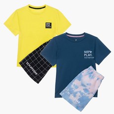 네파키즈 [2001아울렛 중계점] 피코 물놀이 세트 (2Color) 속건 기능 반팔티셔츠 반바지 세트 수영복 래쉬가드 대신 편하게 입는 실용적인 세트