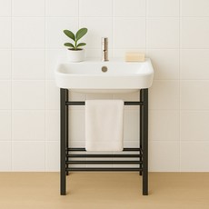 파파스 간이 세면대 하부장 세라믹 스탠드 도기 세면기, 화이트