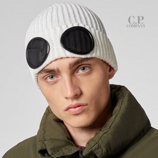 CP컴퍼니 20FW EXTRAFINE 메리노울 고글 비니 WHT